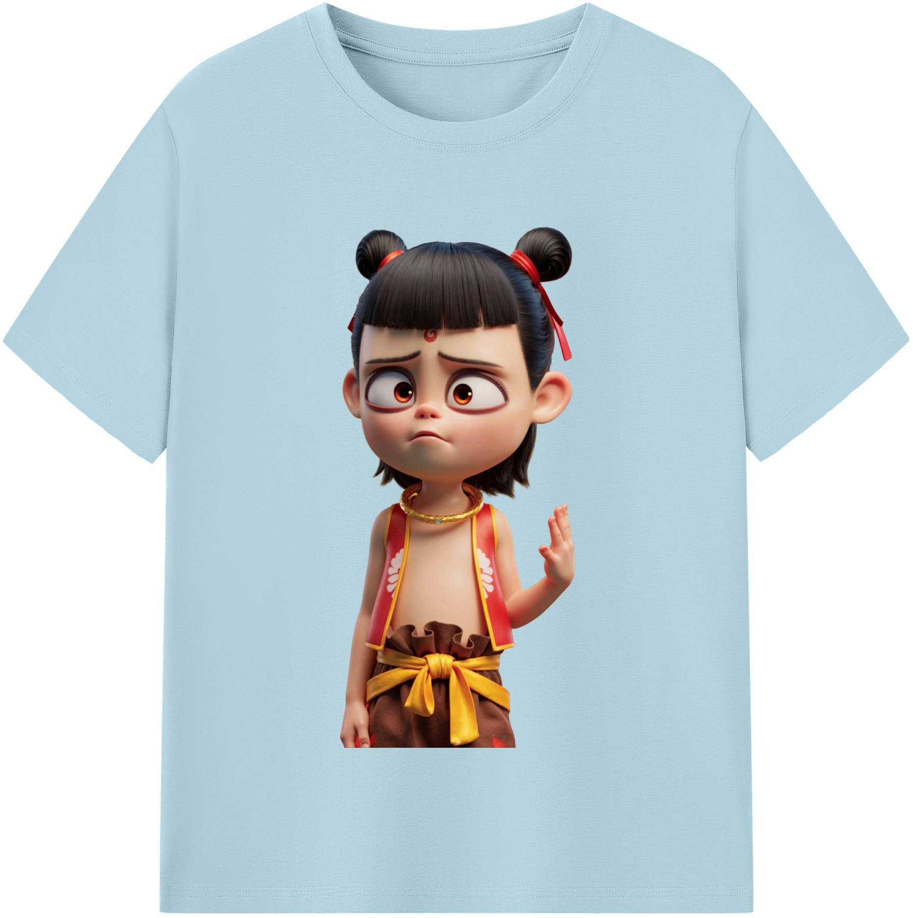 （画像用） Ne Zha 2 ナタ 魔童の大暴れ 綿100％半袖Tシャツ（フロントプリント）